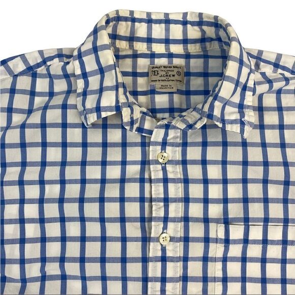 J.Crew Button Down Woven Shirt Men's Small Long Sleeve Blue White Check 34637 - Picture 4 of 10